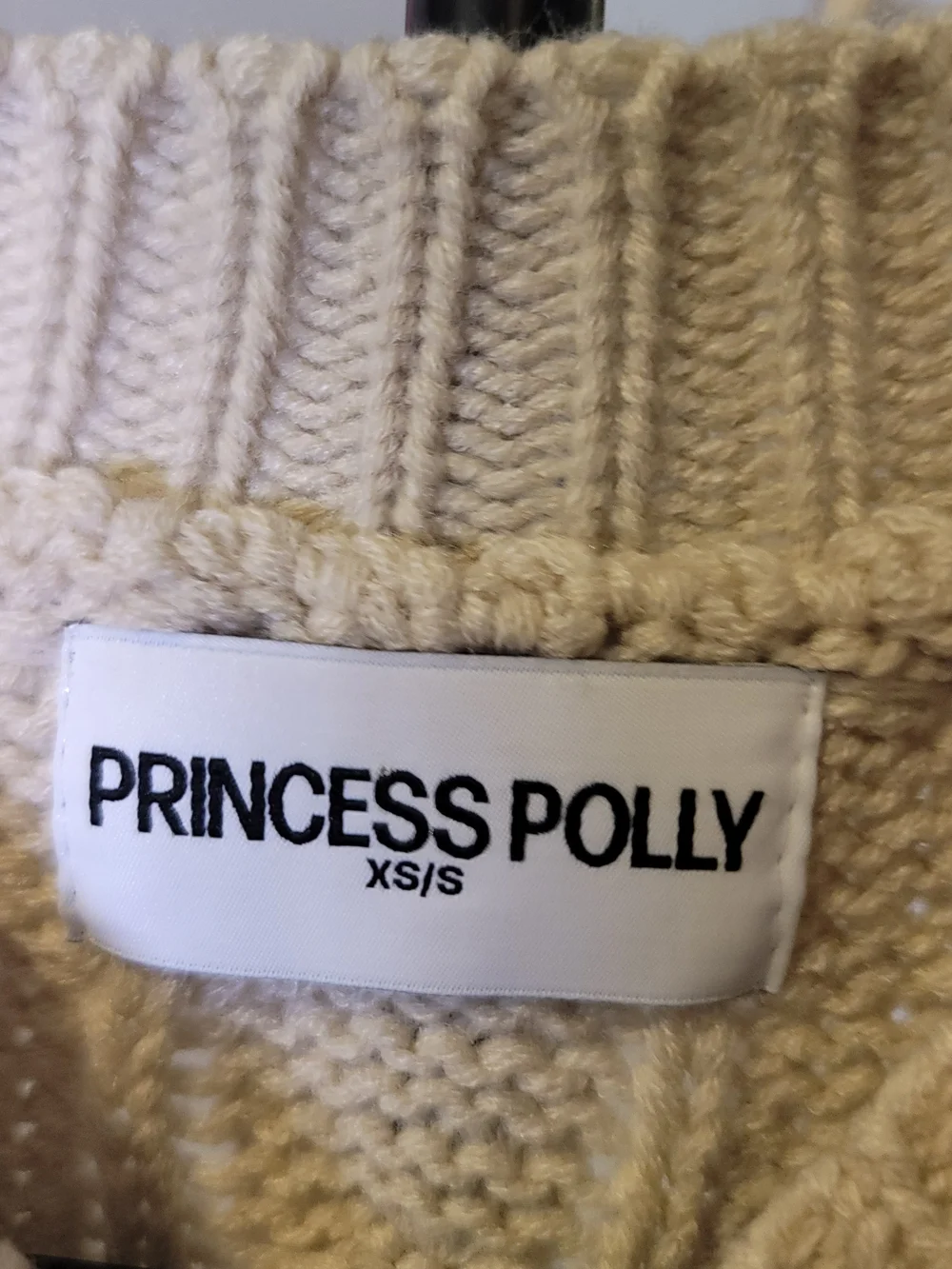 PRINCESS POLLY Donielle Cable Knit Cardigan Sweater Beige Women's Size XS/S